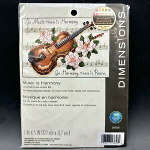 Dimensions Counted Cross Stitch Kit Music in Harmony Peace Violin Flowers 5x7